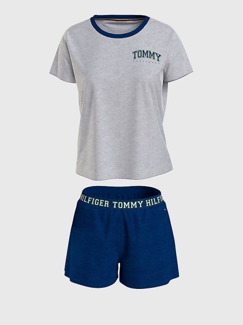 Tommy Hilfiger Logo Contrast Trim Rövid Set Pizsama Női Bézs | TH042TMI