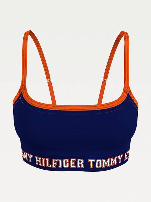 Tommy Hilfiger Logo Contrast Trim Unpadded Bralette Fehérnemű Női Kék | TH798BGS