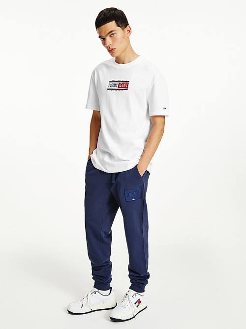 Tommy Hilfiger Logo Crew Neck Póló Férfi Fehér | TH984JUK