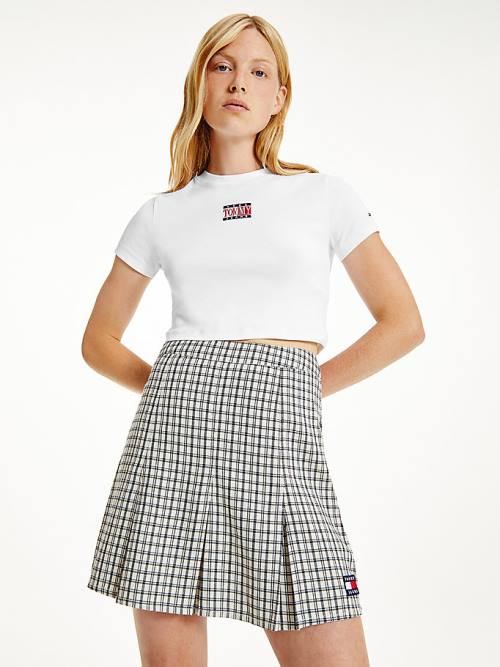 Tommy Hilfiger Logo Cropped Fit Póló Női Fehér | TH631DTH