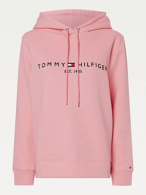 Tommy Hilfiger Logo Drawstring Regular Fit Kapucnis Pulóver Női Rózsaszín | TH645HUC