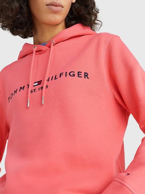 Tommy Hilfiger Logo Drawstring Regular Fit Kapucnis Pulóver Női Piros | TH713PEZ