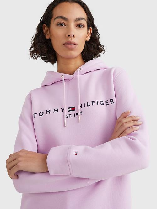 Tommy Hilfiger Logo Drawstring Regular Fit Kapucnis Pulóver Női Lila | TH768FAO