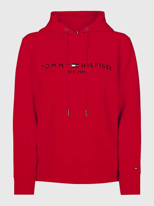 Tommy Hilfiger Logo Drawstring Regular Fit Kapucnis Pulóver Női Piros | TH812UGM