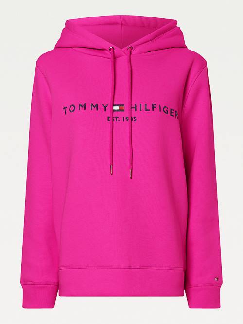 Tommy Hilfiger Logo Drawstring Regular Fit Kapucnis Pulóver Női Rózsaszín | TH841ZKX