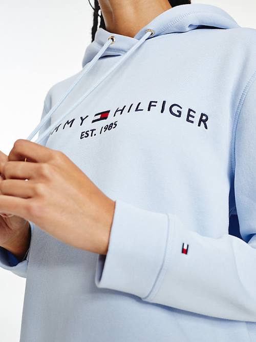 Tommy Hilfiger Logo Drawstring Regular Fit Kapucnis Pulóver Női Kék | TH865YCR