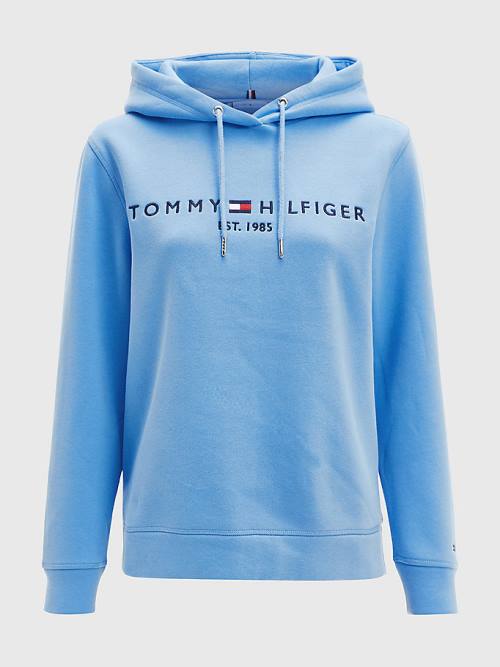 Tommy Hilfiger Logo Drawstring Regular Fit Kapucnis Pulóver Női Kék | TH904HQN