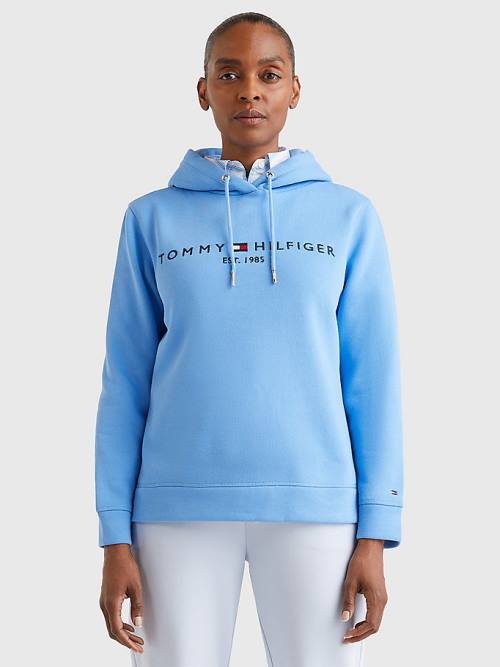 Tommy Hilfiger Logo Drawstring Regular Fit Kapucnis Pulóver Női Kék | TH904HQN