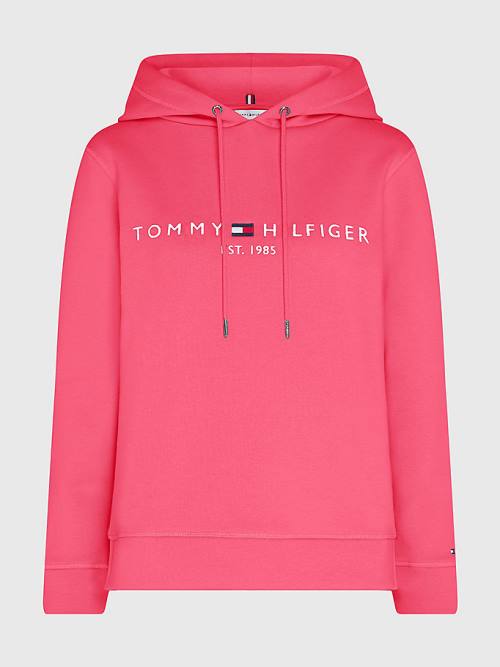 Tommy Hilfiger Logo Drawstring Regular Fit Kapucnis Pulóver Női Rózsaszín | TH956BUF