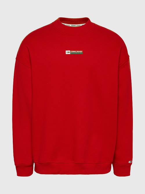 Tommy Hilfiger Logo Dropped Shoulders Pulóver Férfi Piros | TH860GAN