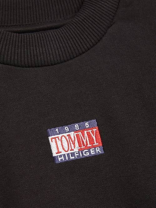 Tommy Hilfiger Logo Embroidery Cropped Pulóver Lány Fekete | TH561LSK