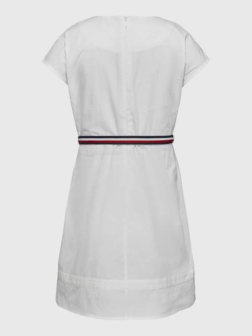 Tommy Hilfiger Logo Embroidery Fit & Flare Ruha Lány Fehér | TH240XKE