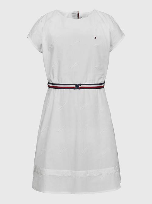 Tommy Hilfiger Logo Embroidery Fit & Flare Ruha Lány Fehér | TH240XKE