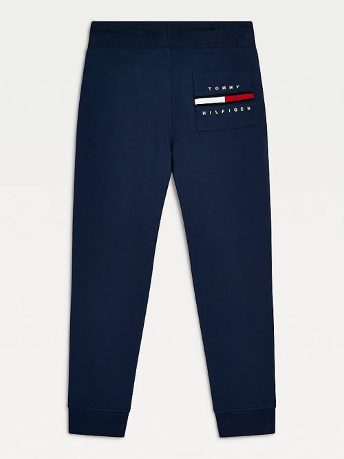 Tommy Hilfiger Logo Embroidery Organic Pamut Joggers Nadrág Fiú Kék | TH517QIB