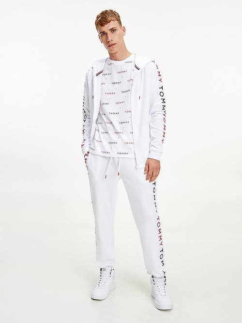 Tommy Hilfiger Logo Embroidery Pizsama Férfi Fehér | TH120NML