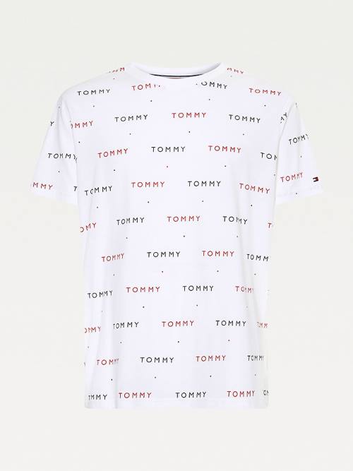 Tommy Hilfiger Logo Embroidery Pizsama Férfi Fehér | TH120NML