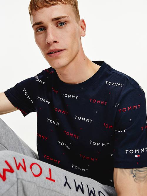 Tommy Hilfiger Logo Embroidery Pizsama Férfi Kék | TH581EBG