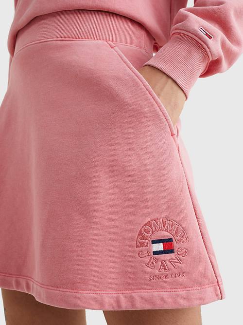 Tommy Hilfiger Logo Embroidery Sweat Szoknya Női Rózsaszín | TH021NFJ