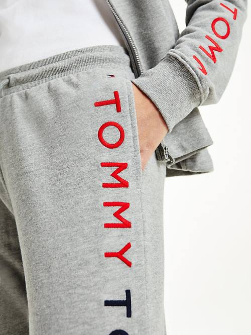 Tommy Hilfiger Logo Embroidery Tapered Joggers Nadrág Női Szürke | TH392ZUK