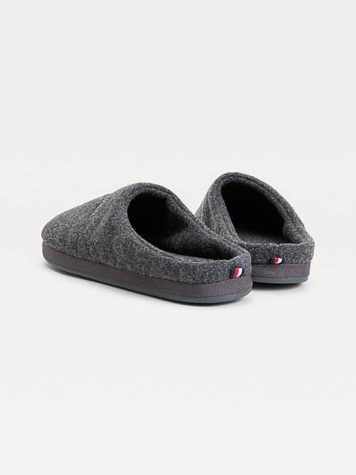 Tommy Hilfiger Logo Felt Home Papucs Férfi Szürke | TH412TJG