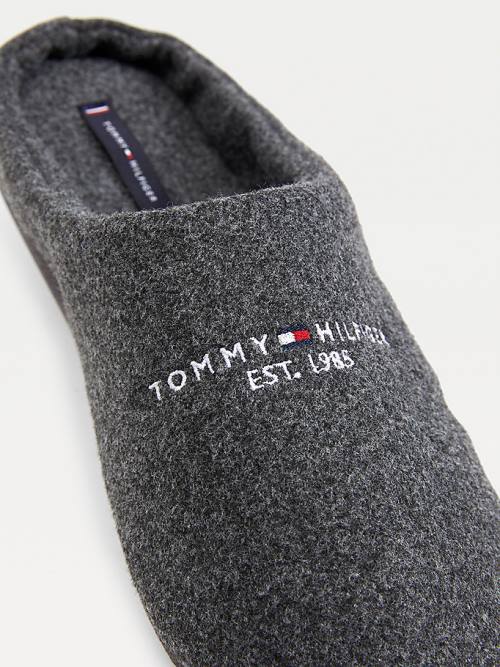 Tommy Hilfiger Logo Felt Home Papucs Férfi Szürke | TH412TJG