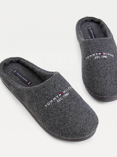 Tommy Hilfiger Logo Felt Home Papucs Férfi Szürke | TH412TJG