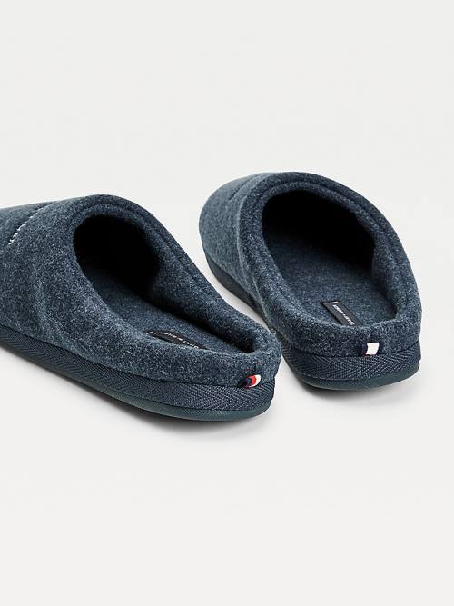 Tommy Hilfiger Logo Felt Home Papucs Férfi Kék | TH427YSQ