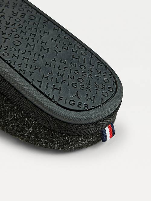 Tommy Hilfiger Logo Felt Home Papucs Férfi Fekete | TH460XMT