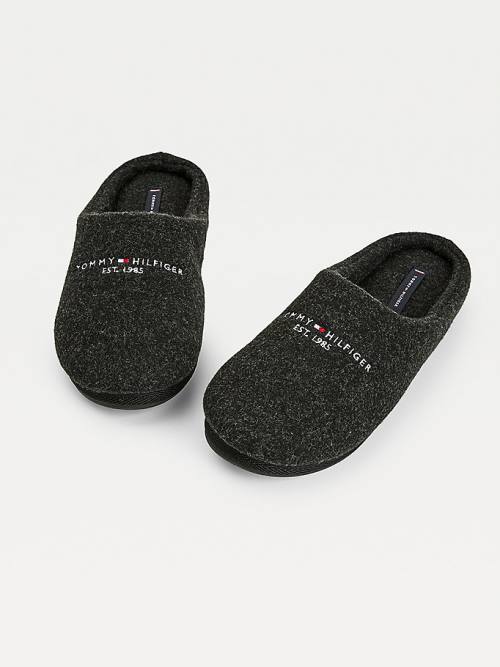 Tommy Hilfiger Logo Felt Home Papucs Férfi Fekete | TH460XMT