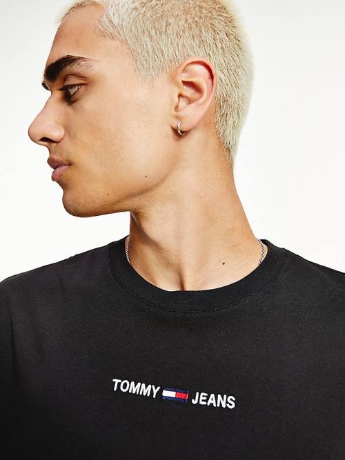 Tommy Hilfiger Logo Flag Patch Póló Férfi Fekete | TH092ZRN