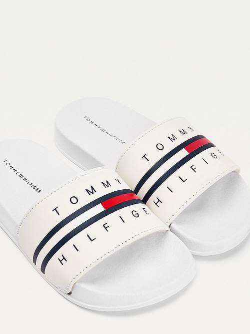 Tommy Hilfiger Logo Flag Slides Szandál Fiú Fehér | TH098ACT