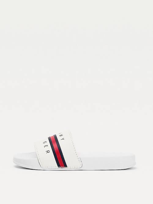 Tommy Hilfiger Logo Flag Slides Szandál Fiú Fehér | TH098ACT