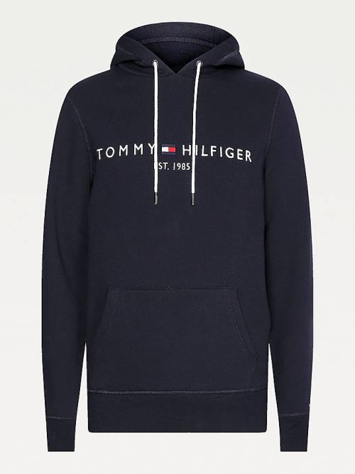 Tommy Hilfiger Logo Flex Fleece Kapucnis Pulóver Férfi Kék | TH609GFC