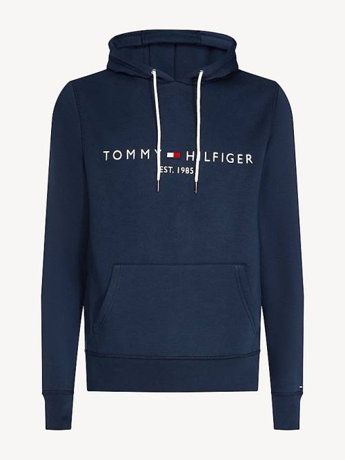 Tommy Hilfiger Logo Flex Fleece Kapucnis Pulóver Férfi Kék | TH609GFC