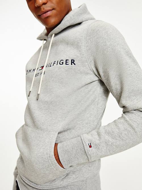 Tommy Hilfiger Logo Flex Fleece Kapucnis Pulóver Férfi Szürke | TH681APZ