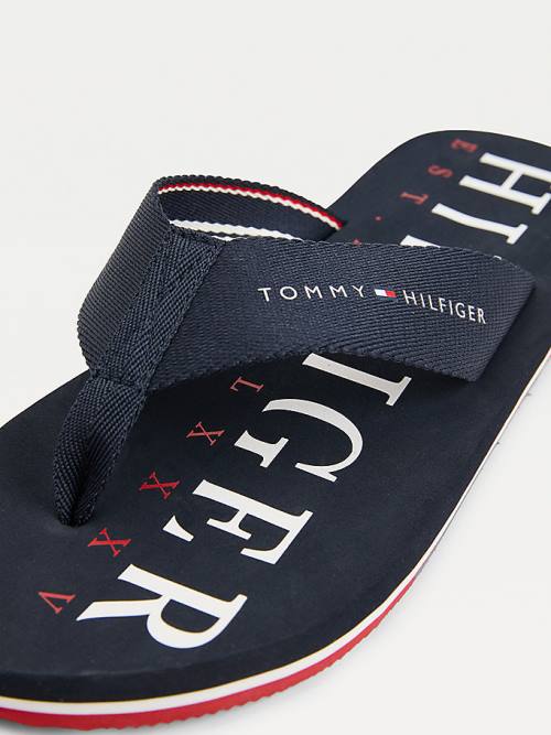 Tommy Hilfiger Logo Flip-Flops Szandál Férfi Kék | TH475DKV