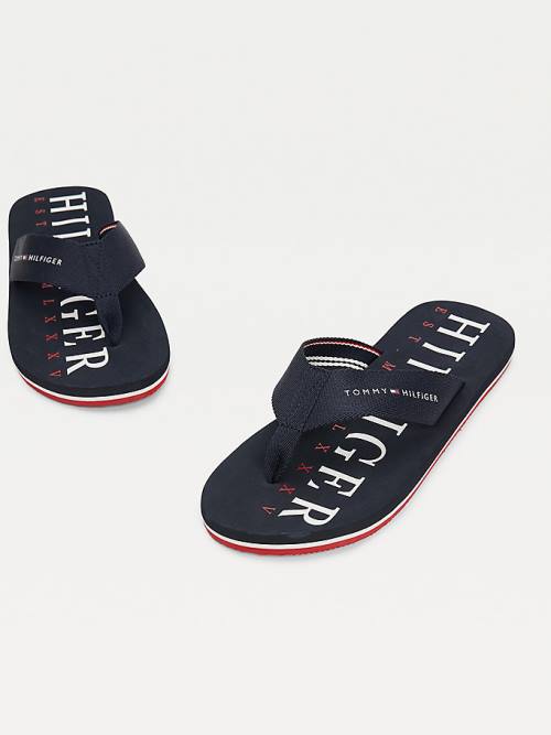 Tommy Hilfiger Logo Flip-Flops Szandál Férfi Kék | TH475DKV