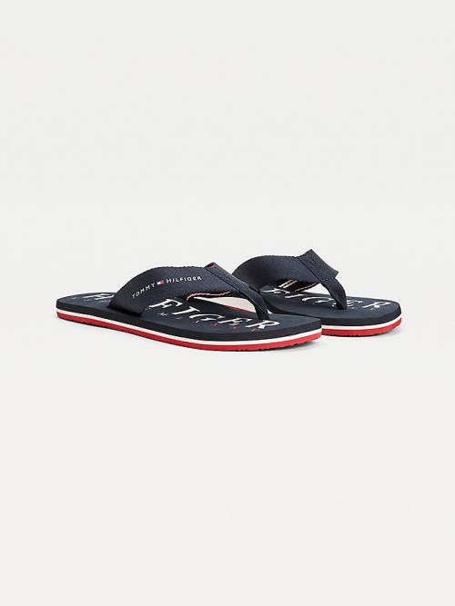 Tommy Hilfiger Logo Flip-Flops Szandál Férfi Kék | TH475DKV