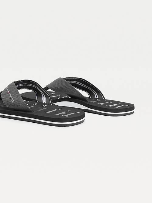 Tommy Hilfiger Logo Flip-Flops Szandál Férfi Fekete | TH567HUP