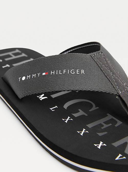 Tommy Hilfiger Logo Flip-Flops Szandál Férfi Fekete | TH567HUP