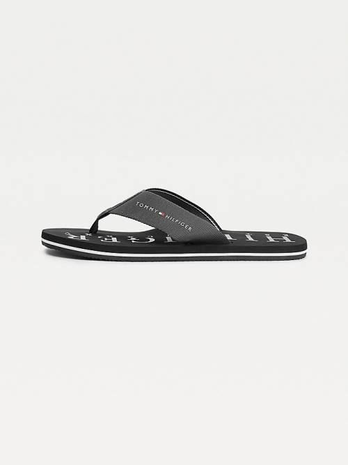 Tommy Hilfiger Logo Flip-Flops Szandál Férfi Fekete | TH567HUP