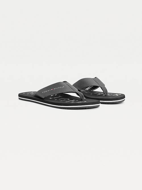 Tommy Hilfiger Logo Flip-Flops Szandál Férfi Fekete | TH567HUP