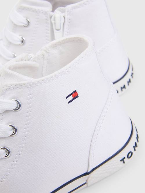 Tommy Hilfiger Logo High-Top Csipke-Up Tornacipő Fiú Fehér | TH065LXQ