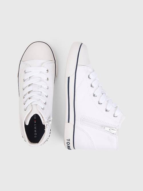 Tommy Hilfiger Logo High-Top Csipke-Up Tornacipő Fiú Fehér | TH065LXQ