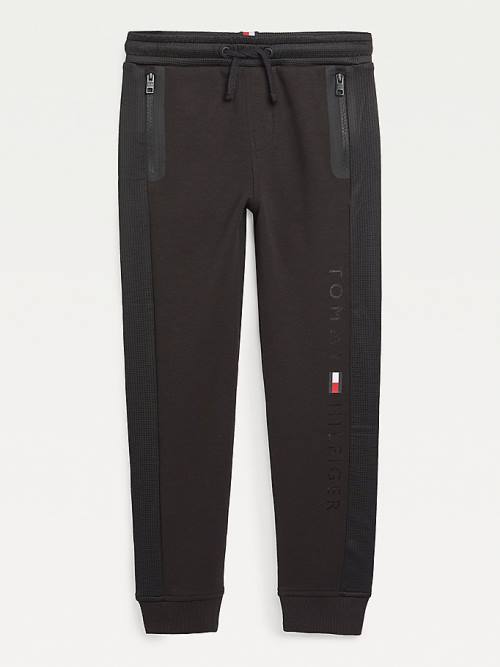 Tommy Hilfiger Logo Joggers Nadrág Fiú Fekete | TH630MGA