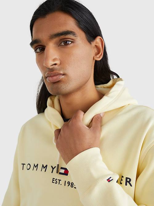 Tommy Hilfiger Logo Kapucnis Pulóver Férfi Sárga | TH280EDN