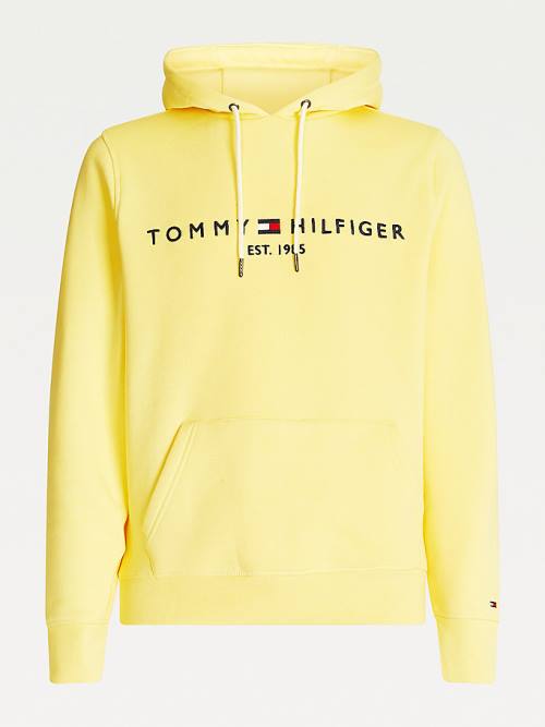 Tommy Hilfiger Logo Kapucnis Pulóver Férfi Sárga | TH298VMT