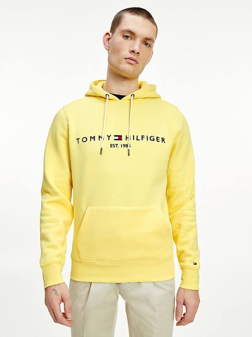 Tommy Hilfiger Logo Kapucnis Pulóver Férfi Sárga | TH298VMT