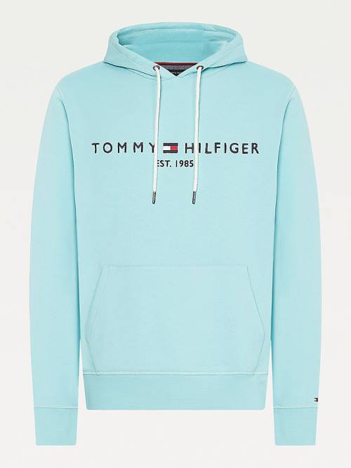 Tommy Hilfiger Logo Kapucnis Pulóver Férfi Kék | TH318UCK