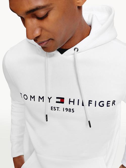 Tommy Hilfiger Logo Kapucnis Pulóver Férfi Fehér | TH615JEG